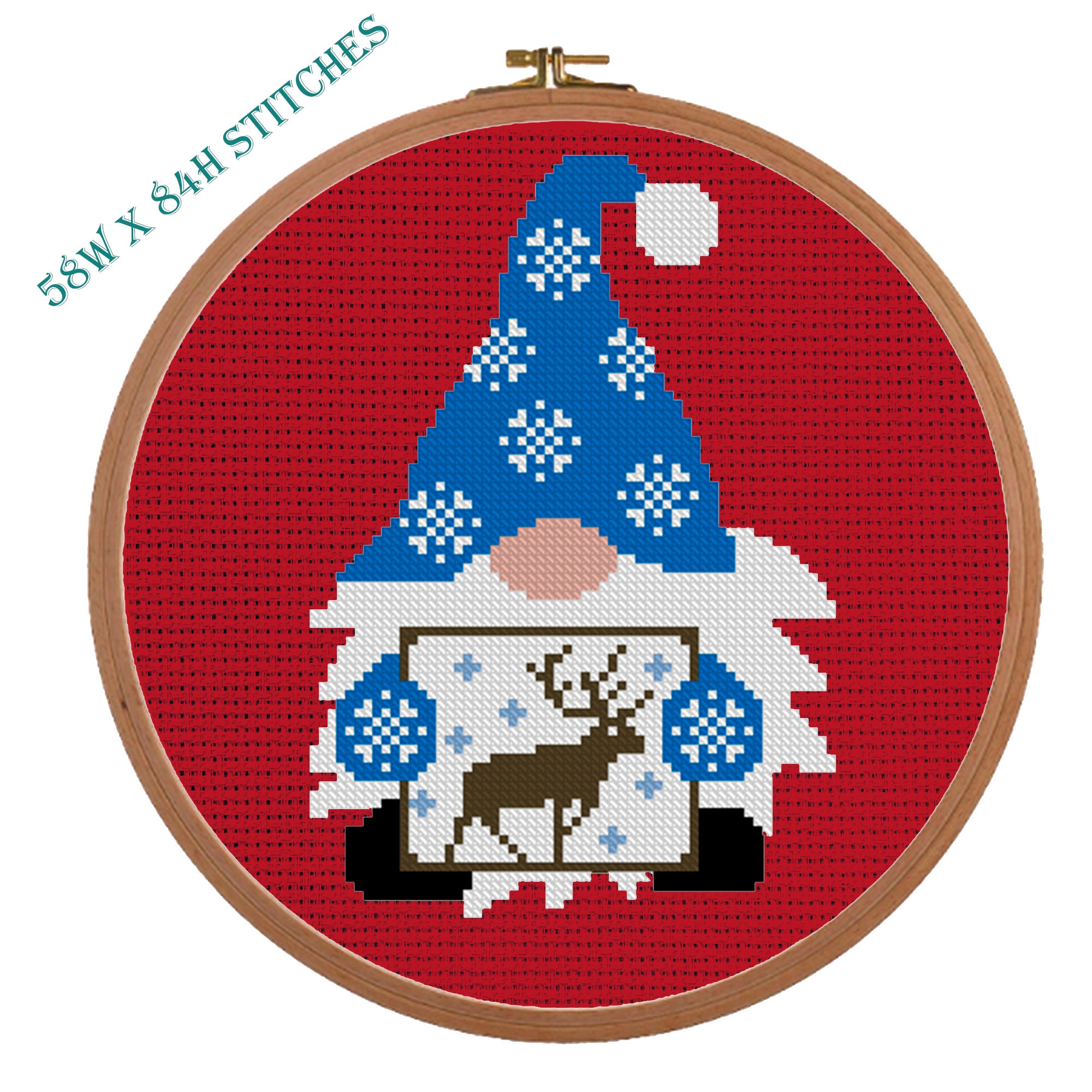 Blue gnome christmas cross stitch pattern Gnome pattern Cross | Etsy