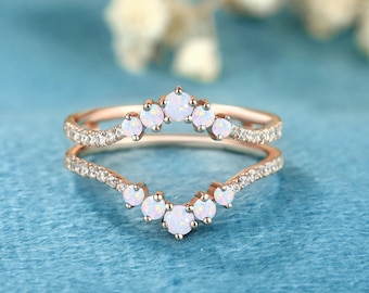 Massief gouden Opal Enhancer ring gebogen dubbele trouwring verjaardag diamant Moissaniet stapelen bijpassende Enhancer Guard jas band vrouwen