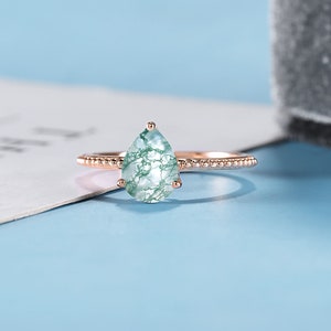 Mosagaat Verlovingsring Vintage verlovingsring Unieke verlovingsring Jubileumcadeau haar gouden ring Art Deco Sierlijke vrouw