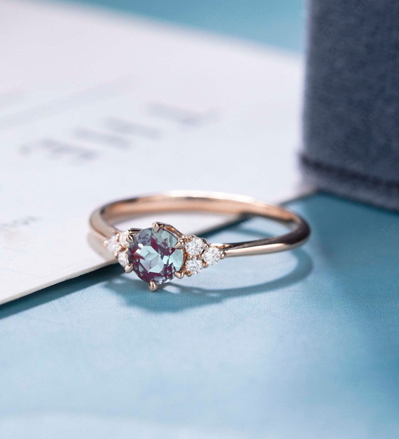 Unique Engagement Ring Vintage Alexandrite Engagement Ring Etsy