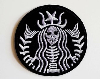 Dark Evil Siren Mermaid Embroidered Iron On Patch - 3"