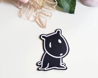 Black Dog Puppy Embroidered Iron On Patch