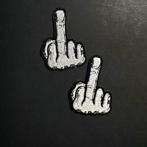 Middle Fingers Embroidered Iron On Patches - 2pcs