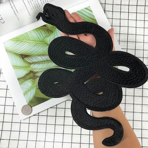 Black Snake Textured Iron On Patch