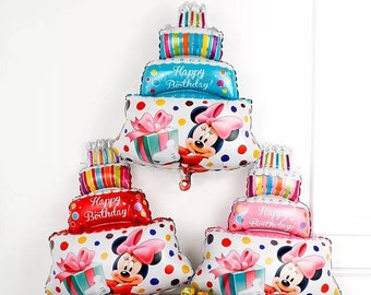 Balões de alumínio da Minnie Mouse para bolo de aniversário (3 unidades)