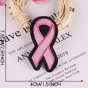 Breast Cancer Pink Ribbons Embroidered Iron On Patch