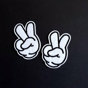 Peace Hands Embroidered Iron On Patches - 2pcs
