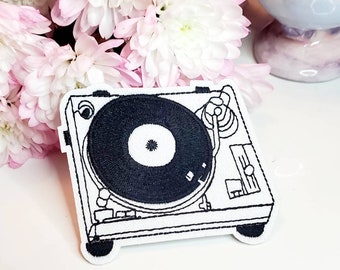 DJ Turntable Record Player Embroidered Iron On Patch
