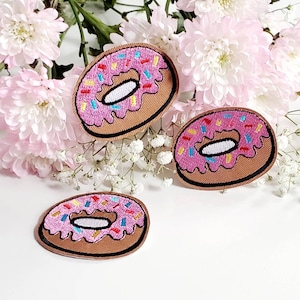3pcs Donuts Pink Glazed Embroidered Iron On Patches