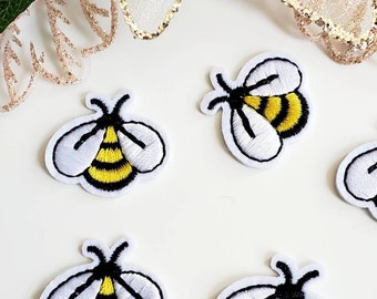 Bee Embroidered Iron On Patches - 5pcs