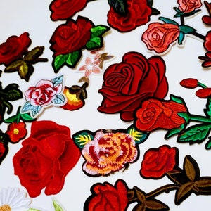 20pcs Roses Flowers Lot Embroidered Iron On Patches Bundle