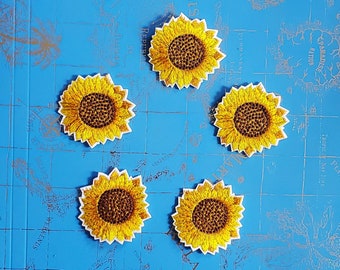 5pcs Sunflowers Embroidered Iron On Patches