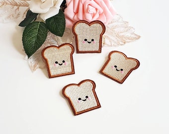 Smiling Toast Embroidered Iron On Patches - Set of 4