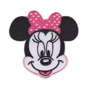 Parche termoadhesivo bordado de Minnie Mouse rosa