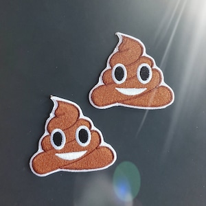 2pcs Poop Emoji Embroidered Iron On Patches