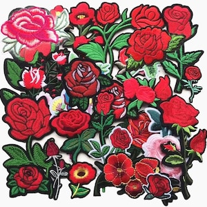 20pcs Roses Flowers Lot Embroidered Iron On Patches Bundle