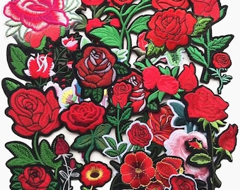 20pcs Roses Flowers Lot Embroidered Iron On Patches Bundle