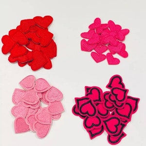 Red and Pink Hearts Embroidered Iron On Patches - 10pcs