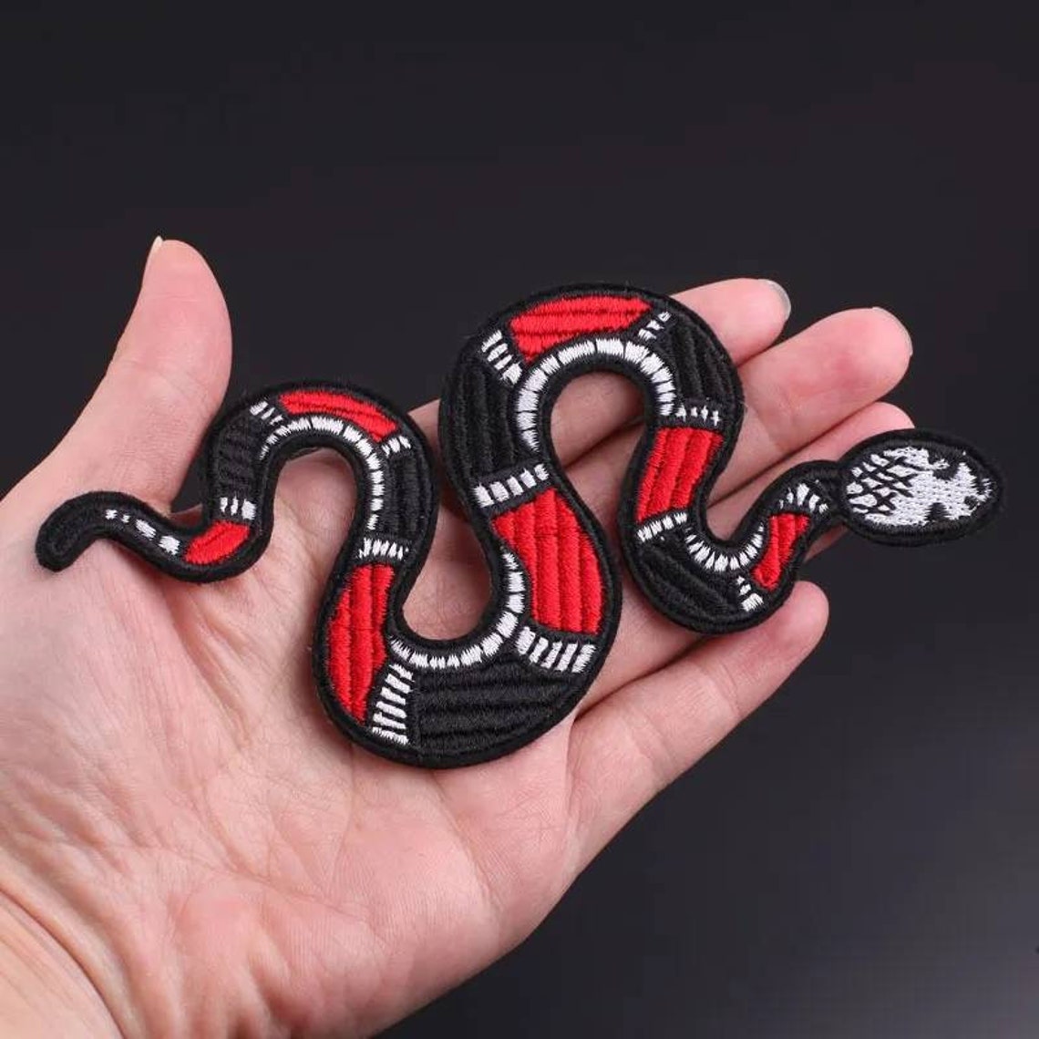 Red and Black Snake Embroidered Iron on Patch - Etsy