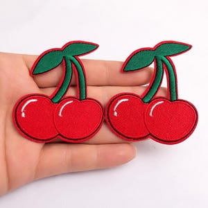2pcs Red Cherries Embroidered Iron On Patches