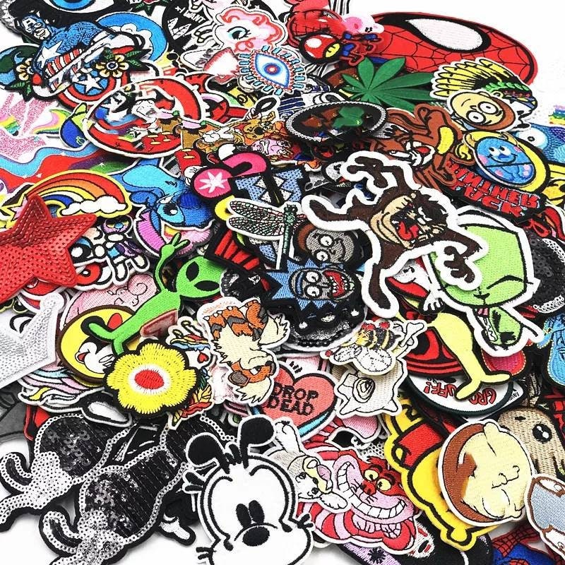 20pc Kids Cartoons Embroidered Iron On Patches Mystery Bundle