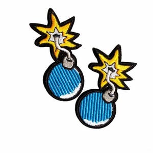 Blue Bombs Embroidered Iron On Patches - 2pcs