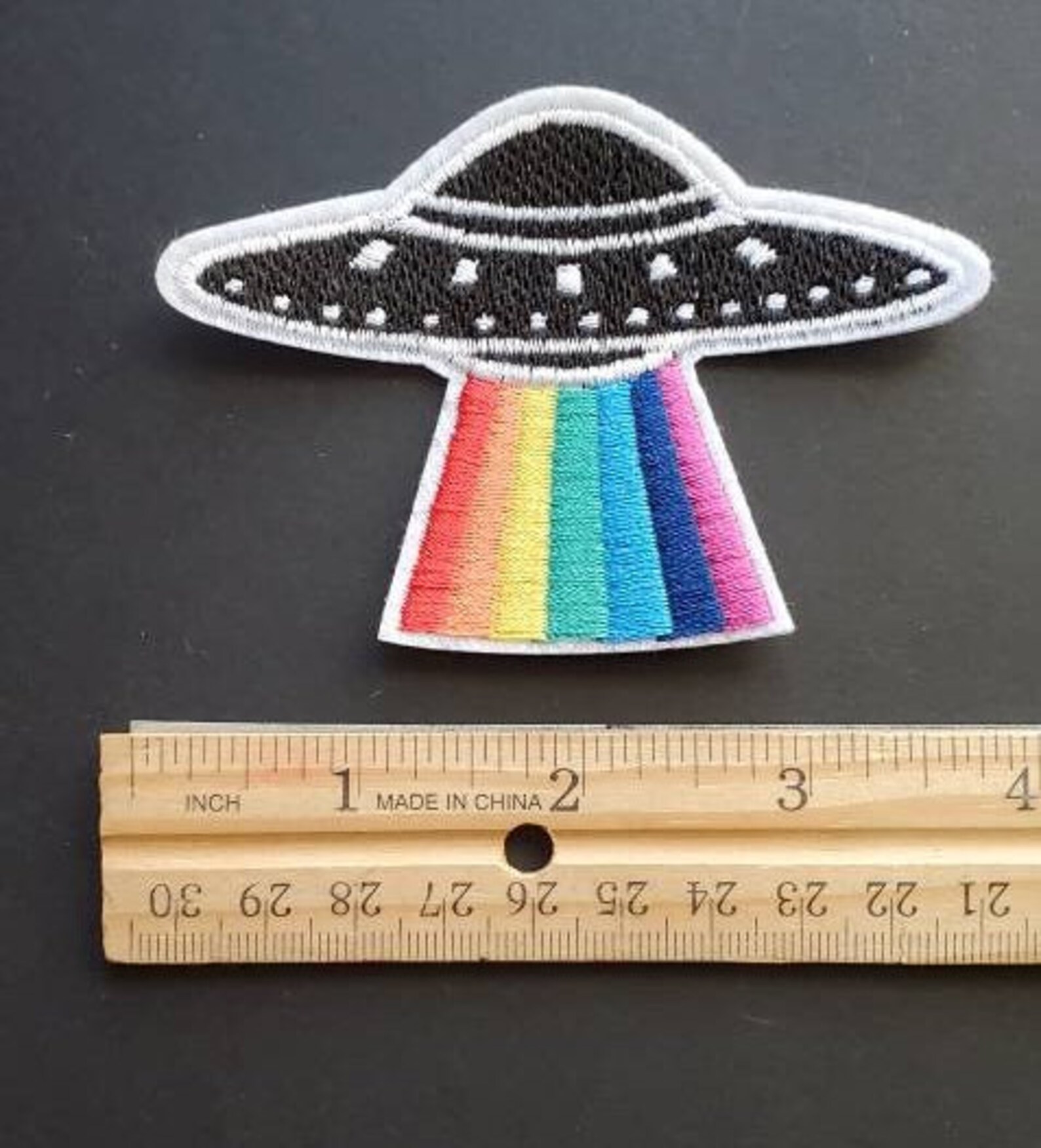 UFO Rainbow Alien Spaceship Embroidered Iron on Patch - Etsy
