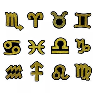 Znaki Zodiaku Złota Haftowana Łatka Żelazna