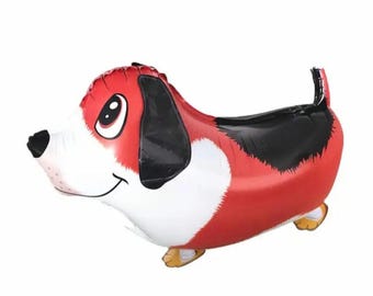 Walking Orange Beagle Dog Balloon 24"
