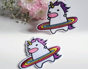 2pcs Rainbow Unicorn Embroidered Iron On Patches