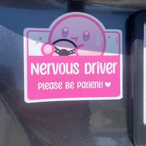 Pink Nervous Driver Car Decal Sticker