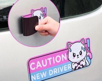 Aimants de conducteur étudiant pour les voitures, panneau de conducteur étudiant pour la voiture - 3x signes d'autocollants pour pare-chocs débutants,Magnétique amovible drôle cages réfléchissante, ét