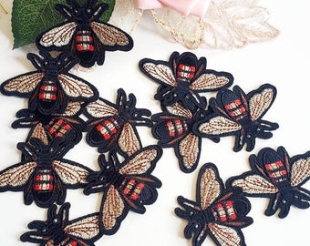 4pcs Moth Fly Bug Embroidered Iron On Patches
