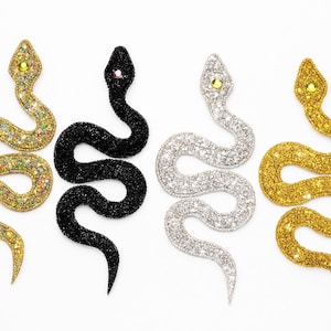 Big Diamond Snake Rhinestones Iron On Patch 10"