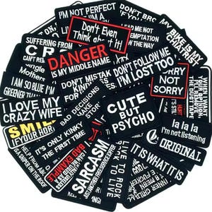 Funny Humor Quotes Black Embroidered Iron On Patch