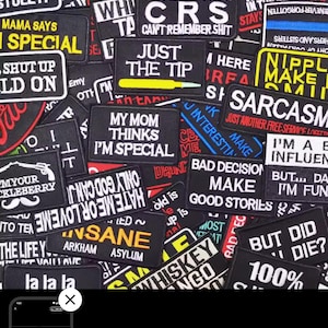 Funny Humor Quotes Black Embroidered Iron On Patch