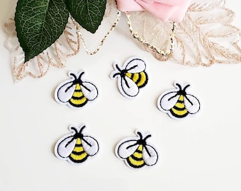 Cute Bees Embroidered Iron On Patches - 5pcs