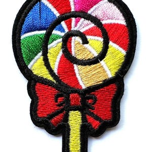 Spiral Rainbow Lollipop Embroidered Iron On Patch