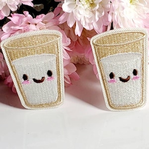 2pcs Cute Cup of Milk Embroidered Iron On Patches