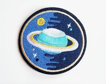 Toppa Ricamata Spazio E Pianeti, Termoadesiva E Da Cucire, 5.8x9.8 Cm, Applique Universo Per Vestiti E Borsa