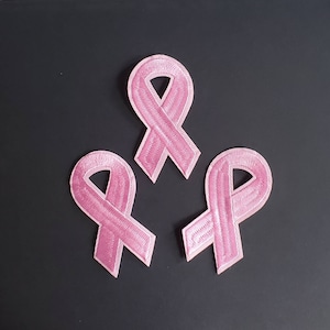 Breast Cancer Pink Ribbons Embroidered Iron On Patches - 3pcs
