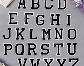 Schwarze Alphabet Buchstaben gestickte Aufnäher (26 Stück)