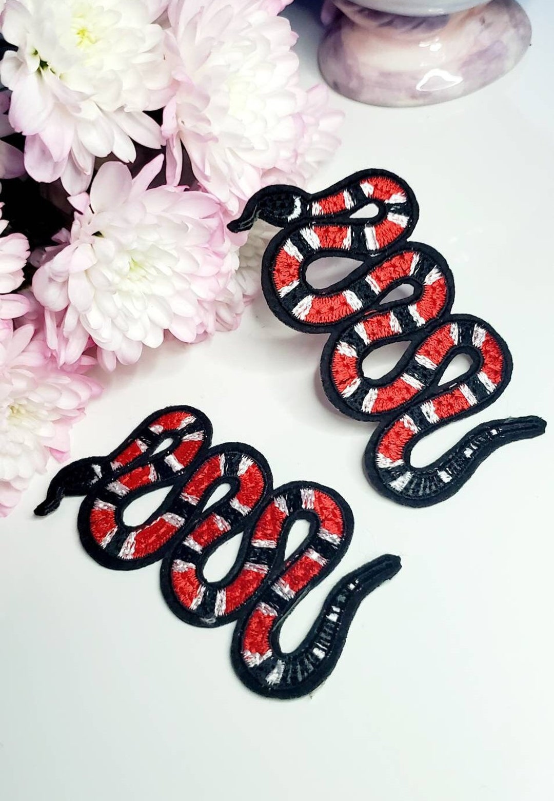 Red and Black Snakes Embroidered Iron on Patches - 2pcs - Etsy