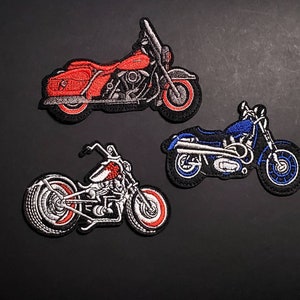 Motorcycle Bikes Chopper Bundle Embroidered Iron On Patches - 3pcs