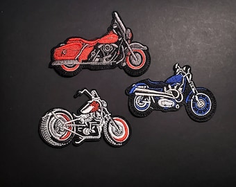 Parches termoadhesivos bordados de motos y choppers (3 unidades)