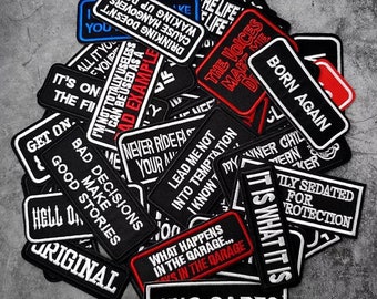 Funny Humor Quotes Punk Emo Embroidered Iron On Patches Bundle - 15pcs