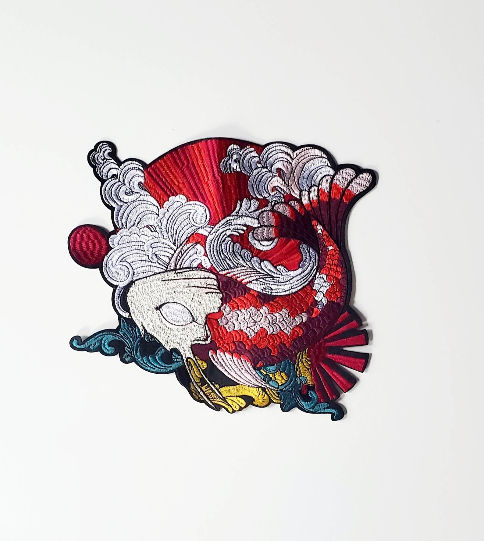 Large Japanese Inspired Koi Fish Embroidered Iron on Patch - Etsy