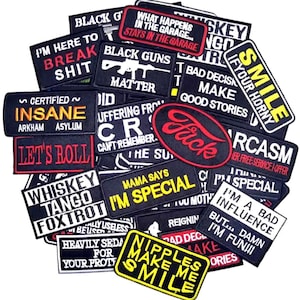 Funny Humor Quotes Black Embroidered Iron On Patch