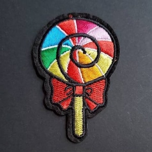 Rainbow Lollipops Embroidered Iron On Patch