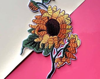 Toppa ricamata con girasole da stirare